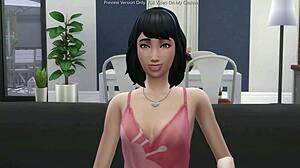 Horny vlogger strips nude live then rides cock cowgirl in sims 4 hentai animation