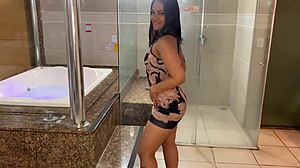 tattooed latina prostitute dances funk on cock then gets pussy fucked hard in hotel.