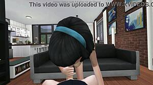 Horny vlogger strips nude live then rides cock cowgirl in sims 4 hentai animation
