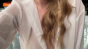 Blonde Nerd's Early Morning Dildo Ride Hits Tight Wet Pussy Orgasm