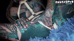 skinny goth teen fists gaping asshole squirts massive prolapse in solo toy play