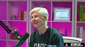 Blake Blossom fingers her hairy pussy up close to explosive solo orgasm