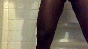 Amateur black guy strokes monster bbc in homemade shower masturbation session