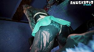 skinny goth teen fists gaping asshole squirts massive prolapse in solo toy play