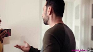 I catch stepdad videochatting secretary while eyeing my petite tits and shaved pussy