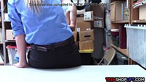 Female MALL COP Milf BLACKMAILS Young Guy For OFFICE SEX Pounding