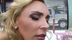 Jelena Jensen's massage turns naughty so I lick her shaved pussy and rimjob her big ass