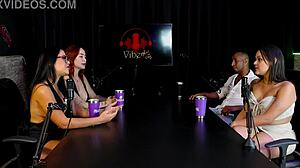 Safada interview explodes with maria bittencourt, negro top, thaisa redvelvet and tifany rocha's wild group putaria on sheer red - parte 5