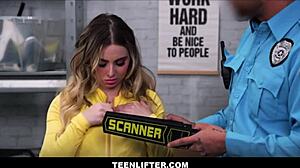 omg cute big ass blonde teen aria banks caught shoplifting... mall cop london ford strips searches and fucks her tight shaved pussy with monster cock after deal!!