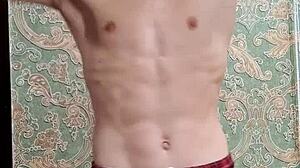 Flexy Skinny Muscular Boy Stretches Body Wildly After Intense Study Session