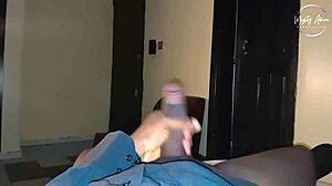 hot teen screams loud stroking monster cock solo in hotel