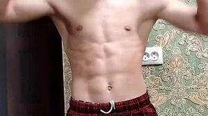 Flexy Skinny Muscular Boy Stretches Body Wildly After Intense Study Session