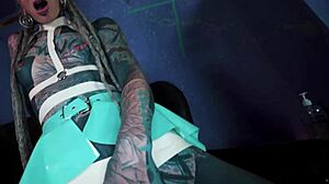 skinny goth teen fists gaping asshole squirts massive prolapse in solo toy play