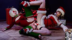 surprise christmas gift: eve's tight bald pussy double dildoed anally till squirting