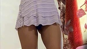 i sneaked into my colombian friend alexia's room with her miniskirt up