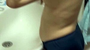 After her bath I licked my Japanese wife's hard nipples then fingered her tight pussy