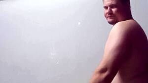 Bodybuilder flexes huge arms while pounding stepmom's tight pussy and filling her with cum