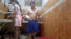 Peruvian beauty breaks routine with doggystyle pussy eating creampie wet fuck