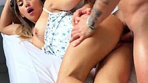 Stepfather rips clothes deflowers wet stepdaughter squirting creampie