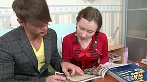 Petite Braided Brunette Turns School Tutoring into Hardcore Cowgirl Doggystyle Fuck Fest