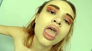 Eye makeup ruined!! sloppy deepthroat face fuck pov ends in facial 💦😵