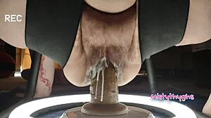 bbw mistythyghs rides sex chair dildo creamy chubby cunt massage