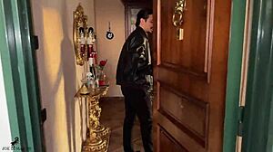 Tourist babe bends over for my big cock doggystyle in her homemade Italian house squirting wet pussy