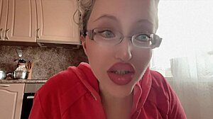 kinky glasses girl with huge long nails teases fetish style