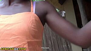 Gorgeous ebony girlfriend's tight ass fucked till dripping cum