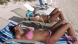 Two Hot Bikini Brunettes Party on Florida Beach