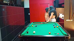 pool game in motel turns teasing with sultry southern transsexual's big ass curves