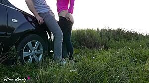 Horny Blonde Teen Fucked Hard Doggystyle By Taxi Driver In Outdoor Public Car Cumshot At Sunset