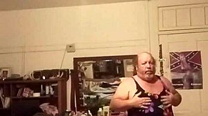 country girl slips into tight one piece swimsuit showing small cock bulge