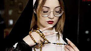Freirinha Madalena's Pierced Nipples Tease in Brazilian Stocking Shoot