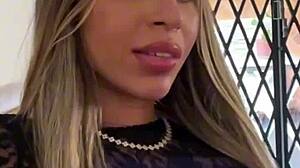 petite blonde latina shakes natural tits during pov casting chat