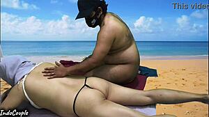 hijab muslim babe risks public beach fuck with stranger under the sun