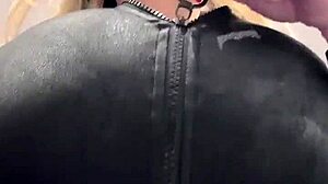 Big Natural Tits Burst From Tight Elastic Leather