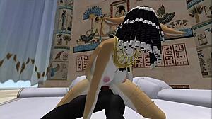 Lady bastet commands her egyptian servant girl in bunny play