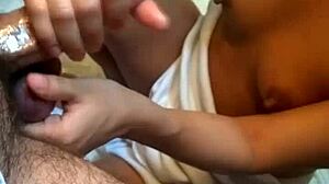 Tight balls get sucked and licked in amateur asian handjob frenzy!