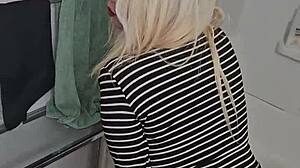 real blonde milf neighbor strips tits bare for my lucky tinder date reality fuck