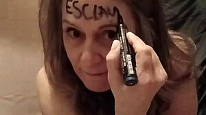 French Slave Esclave F Masturbates with Pins in BDSM Auto-Session