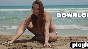 small tits milf strips bikini on beach so tempting