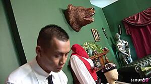 Blonde Cougar Wife Cheats With Asian Boy's Cock At Store