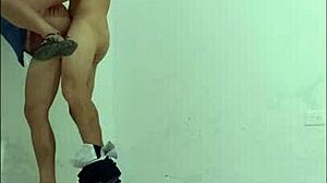 Nurse's Seductive Hospital Hallway Fuck with Janitor in Condom Standing Doggy