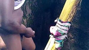 wanna see sexy young babe take hard CUM on her ass in the forest