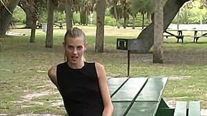 blonde milf mindy yummymama flashes her slutty tits outdoors publicly