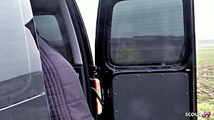 German Milf Julia Pink Rims Hitchhiker with Buttplug Before Car Fuck