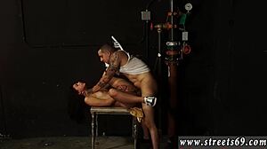 couple dominates bound petite tattooed teen in extreme threesome