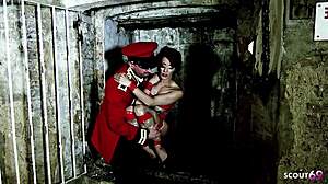 slim redhead's fake tits bounce as huge cock fills her tight pussy!