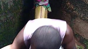 wanna see sexy young babe take hard CUM on her ass in the forest